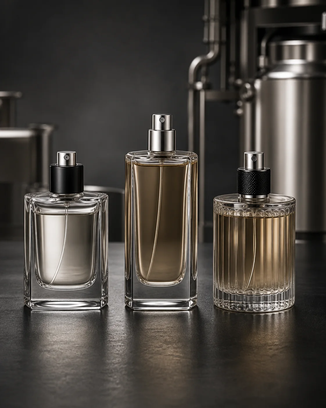 Unbranded glass perfume bottles for private label fine fragrance manufacturing